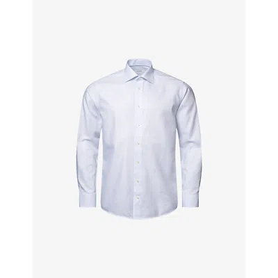 Eton Mens Light Blue Striped Slim-fit Cotton-blend Oxford Shirt
