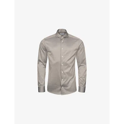Eton Mélange-weave Slim-fit Cotton Shirt In Light Green