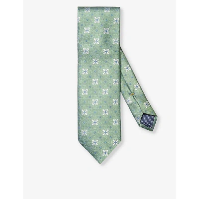 Eton Mens Light Green Patterned Silk Tie