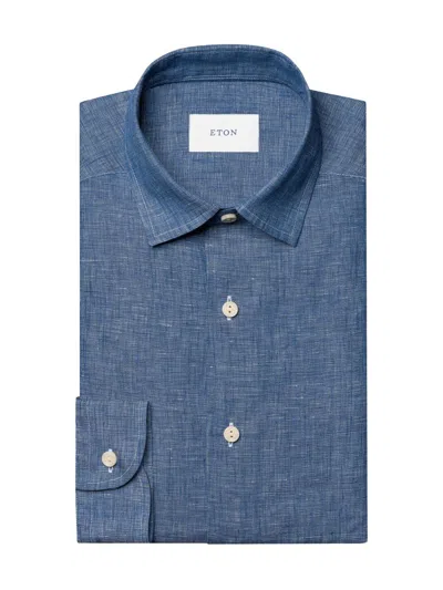 Eton Men's Linen Long-sleeve Shirt In Blue