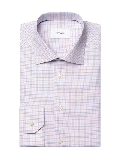 Eton Men's Micro-check Slim-fit Cotton Twill Shirt In Purple