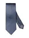 Eton Neat Geometric Pattern Silk Tie In Blue