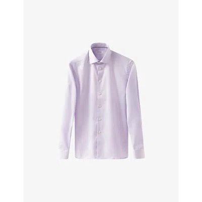 Eton Slim Fit Non-iron Check Stretch Dress Shirt In Mid Purple