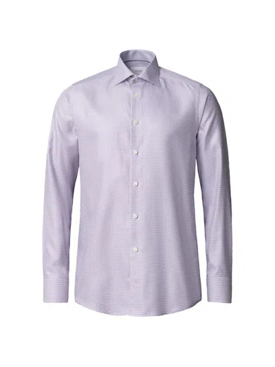 Eton Men's Mini Houndstooth Cotton Contemporary-fit Dress Shirt In Purple