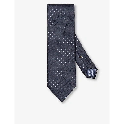 Eton Mens Navy Blue Checked Silk-blend Tie