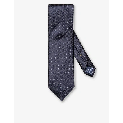 Eton Mens Navy Blue Floral-print Silk Tie