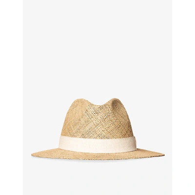 Eton Mens Off-white Contrast-trim Wide-brim Straw Hat