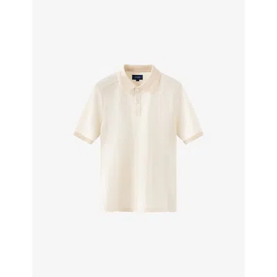 Eton Mens Off-white Knit-trim Cotton-pique Polo Shirt