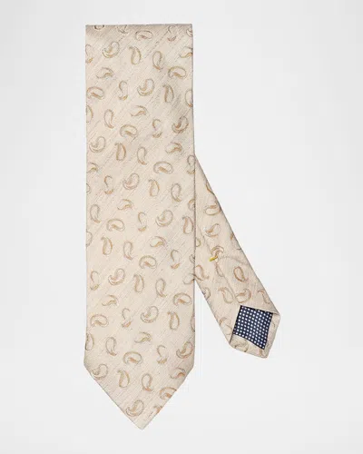Eton Men's Paisley Silk And Linen Tie In Light Beige