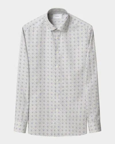 Eton Men's Signature Cotton Tencel Medallion Contemporary-fit Dress Shirt In White