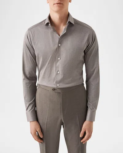 Eton Men's Signature Filo Di Scozia Jersey Contemporary-fit Dress Shirt In Lt Beige