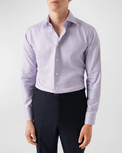 Eton Men's Signature King Twill Slim Fit Micro-check Dress Shirt In Purple