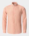 Eton Men's Signature Linen Stripe Contemporary Fit Casual Button-down Shirt In Orange
