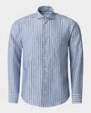 Eton Men's Signature Linen Stripe Contemporary Fit Casual Button-down Shirt