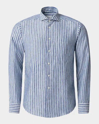 Eton Men's Signature Linen Stripe Contemporary Fit Casual Button-down Shirt