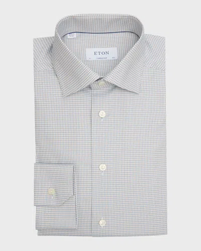 Eton Men's Signature Micro-check Contemporary-fit Dress Shirt In Offwhite/brown