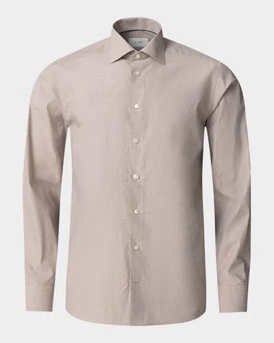Eton Men's Signature Twill Contemporary-fit Dress Shirt In Brown