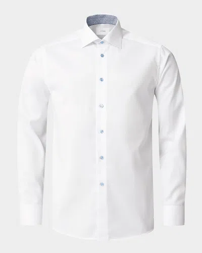 Eton Men's Signature Twill Contrast-cuff Dress Shirt In White