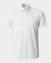 Eton Men's Signature Twill Palm-print Short-sleeve Shirt In Blue