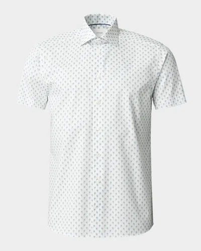 Eton Men's Signature Twill Palm-print Short-sleeve Shirt