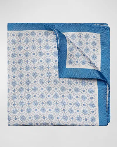 Eton Men's Silk Medallion-print Pocket Square In Light Blue