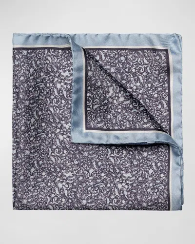 Eton Men's Silk Paisley Pocket Square In Dark Blue