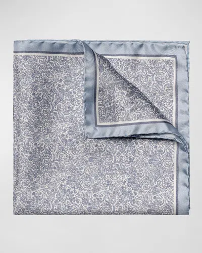 Eton Men's Silk Paisley Pocket Square In Light Blue