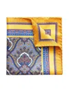 Eton Paisley Silk Pocket Square In Yellow