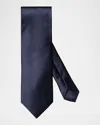 Eton Solid Satin Silk Tie In Navy