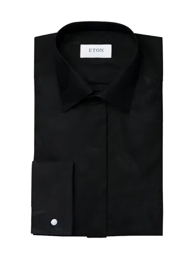 Eton Men's Slim Fit Floral Jacquard Evening Shirt In Black
