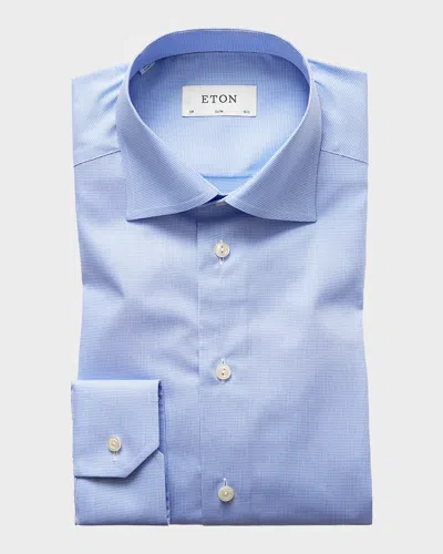 Eton Slim Fit Micro Check Cotton Dress Shirt In Blue
