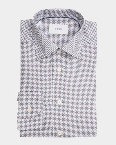 Eton Men's Slim-fit Organic Cotton Geometric Dress Shirt In Blue