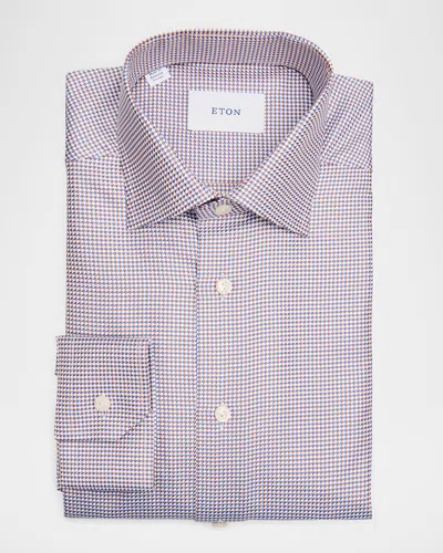 Eton Men's Slim-fit Organic Cotton Micro-chevron Dress Shirt In Orange