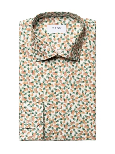 Eton Men's Slim-fit Pineapple Print Cotton-blend Shirt In Yellow