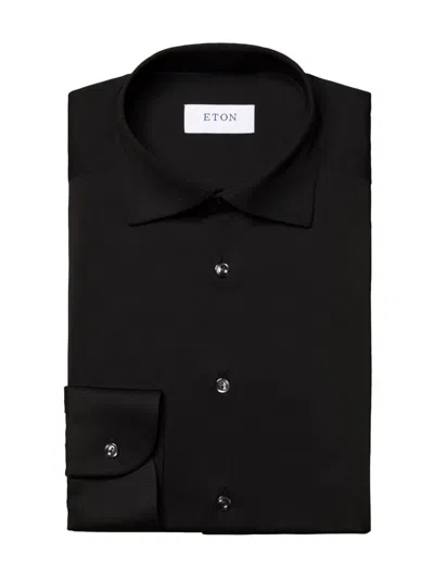 Eton Men's Slim-fit Solid Stretch Shirt In Black
