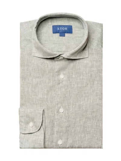 Eton Men's Slim-fit Striped Linen Shirt In Green