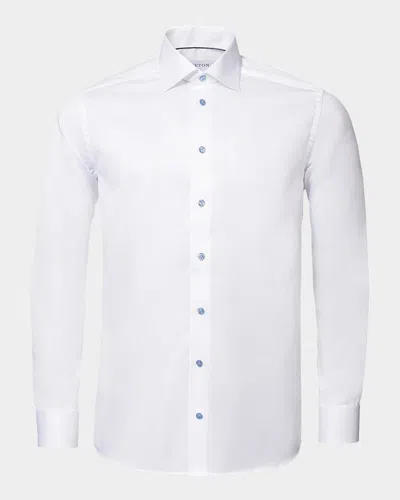 Eton Men's Slim Fit Twill Dress Shirt In White/lt Blue
