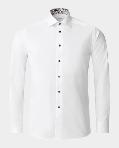 Eton Men's Slim-fit Twill Sport Shirt With Floral Details In White