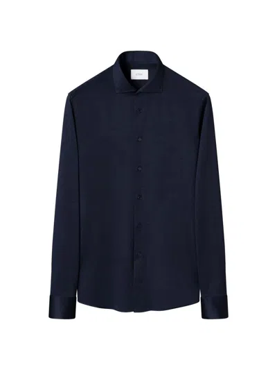 Eton Men's Slim-fit Filo Di Scozia Cotton Shirt In Navy Blue
