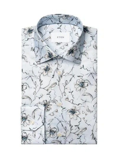 Eton Men's Slim-fit Floral Button-front Shirt In Blue