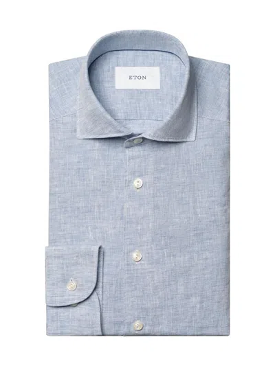 Eton Men's Slim-fit Solid Linen Shirt In Blue