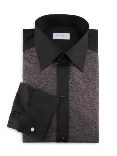Eton Men's Slim-fit Striped Cotton Evening Shirt In Black