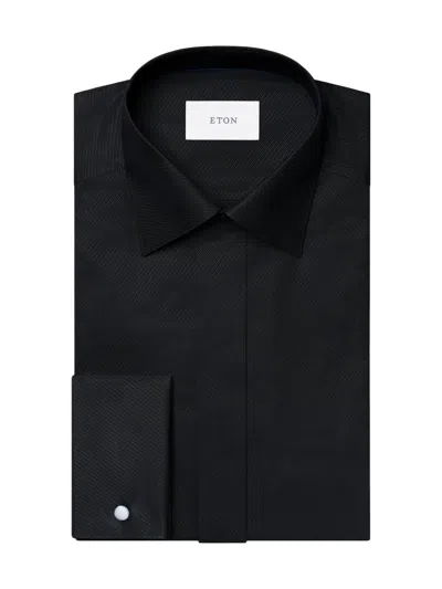 Eton Men's Slim-fit Textured Dress Shirt In Black