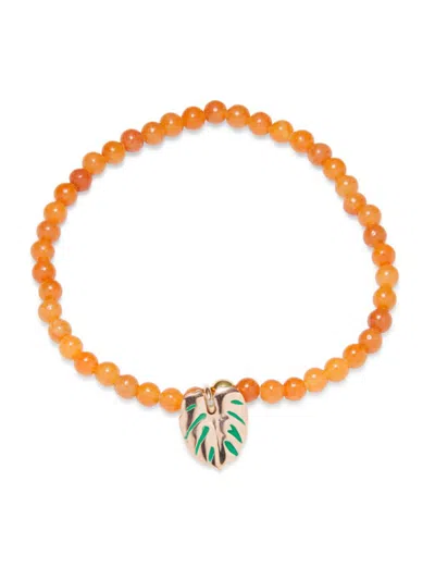 Eton Men's Stainless Steel & Aventurine Beaded Bracelet In Orange