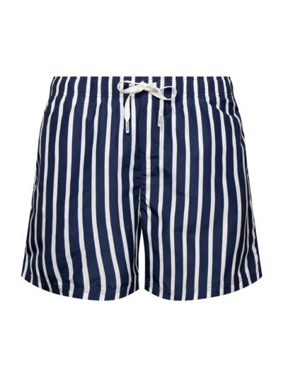 Eton Men's Striped Drawstring Swim Shorts In Dark Blue