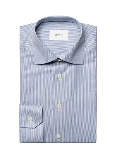 Eton Striped Twill Contemporary-fit Dress Shirt In Blue