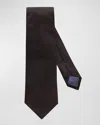 Eton Solid Textured Silk Classic Tie In Black