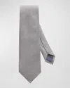 Eton Solid Textured Silk Classic Tie In Grey