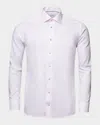 Eton Mens Pink Micro-print Slim-fit Cotton-poplin Shirt In Medium Pink