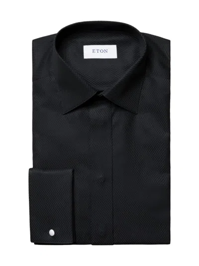 Eton Men's Textured Striped Contemporary Shirt In Black